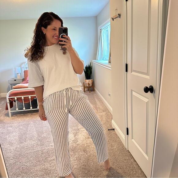 NWT Coral Cove White Blue Linen Striped Pants Small/Medium - Picture 3 of 12